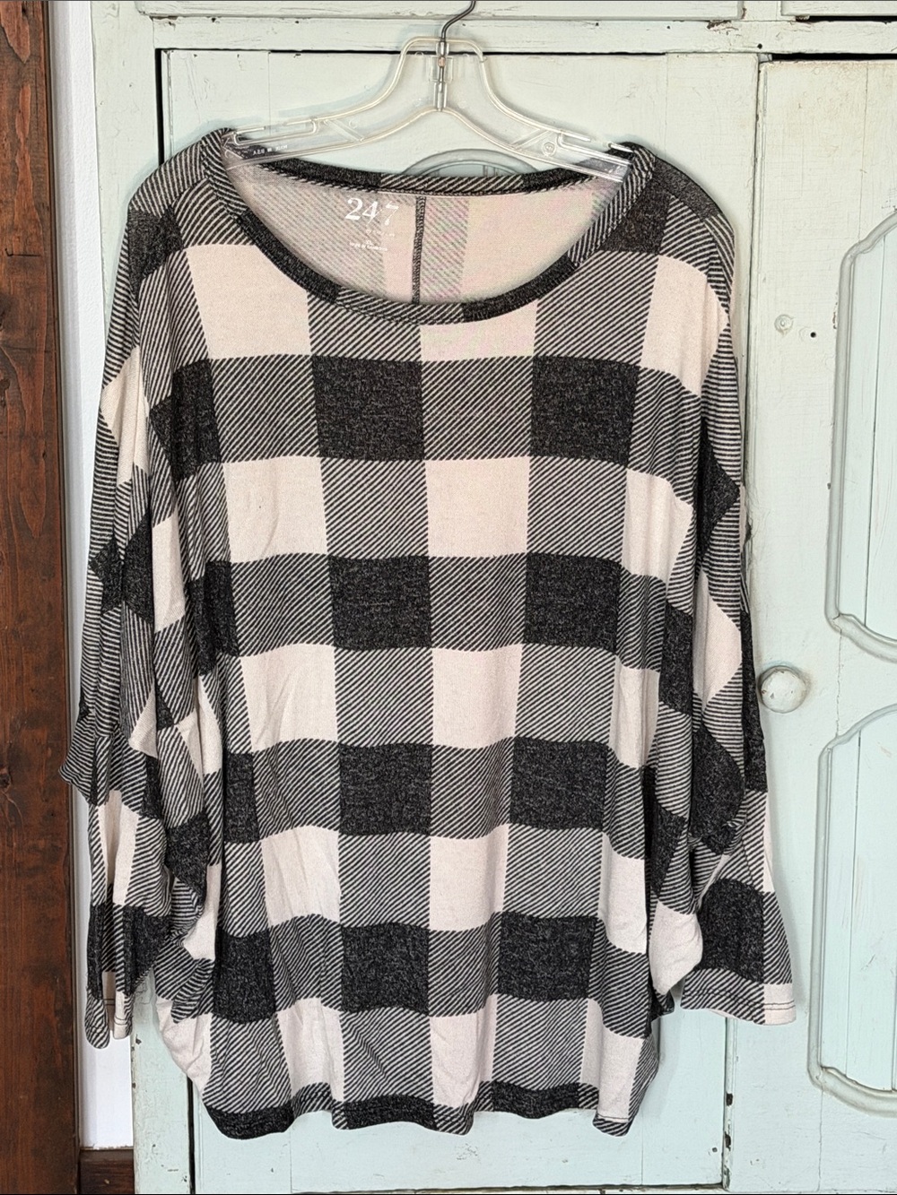 Maurices Black and Cream Buffalo Plaid Dolman